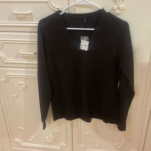 Stille Di Vita merino wool brown color V neck sweater Sz L NWT